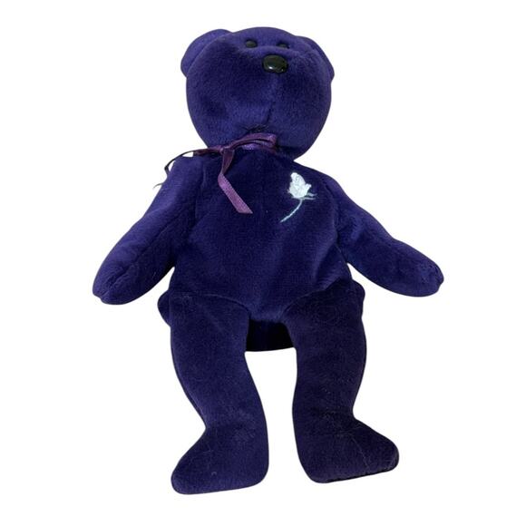 Vintage TY Beanie Babies Princess Diana Teddy Bear Purple 1997 Red Star‎ On Tag - Picture 2 of 5